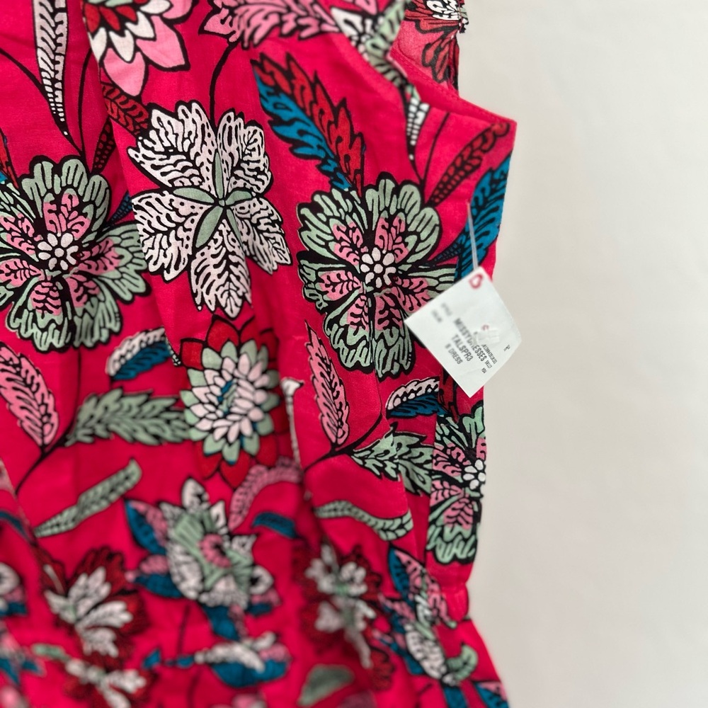 Talbots Flutter Sleeve Fit & Flare Dress Pink Beautiful Botanical NWT - Picture 5 of 8